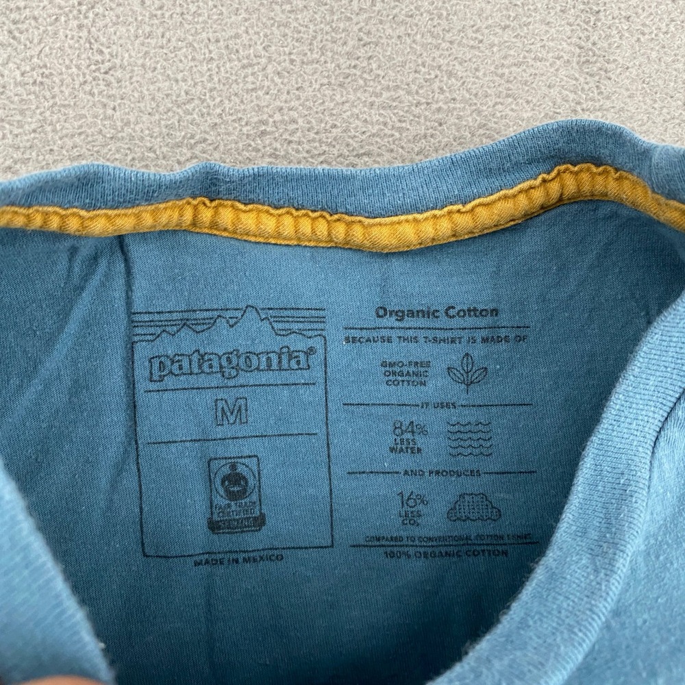 Patagonia Mens Wild Fish Wild Waters Organic Cotton Graphic T-Shirt Blue Medium - Picture 3 of 8